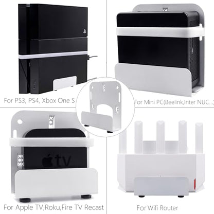 Cable Box Wall Mount Modem Adjustable Wall Mount for Small and Wide Devices Such as DVD Players, Game Console Such As PS3, PS4, Xbox, Apple TV, Roku, Fire TV,Mini PC, Mac mini,and More