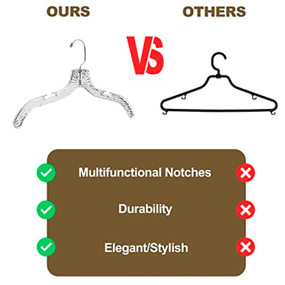 Quality Clear Plastic Hangers 24 Pack - Crystal Cut for Shirts, Suits, Coats, Dresses Hangers, Heavy Duty & Nonslip Design with Swivel Hook, 17 inches