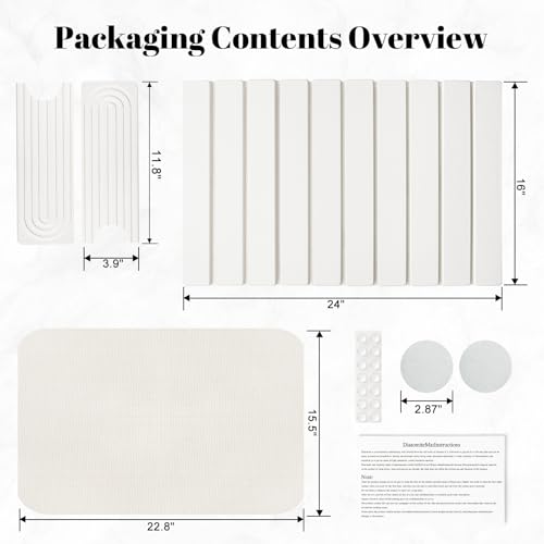 3PCS Set Large Stone Drying Mat for Kitchen Counter Foldable Collapsible Fast Drying Stone Dish Mat Water Absorbing Natural Diatomaceous Earth Bath Mat Quick Dry Stone Tray Bathroom Countertop, White