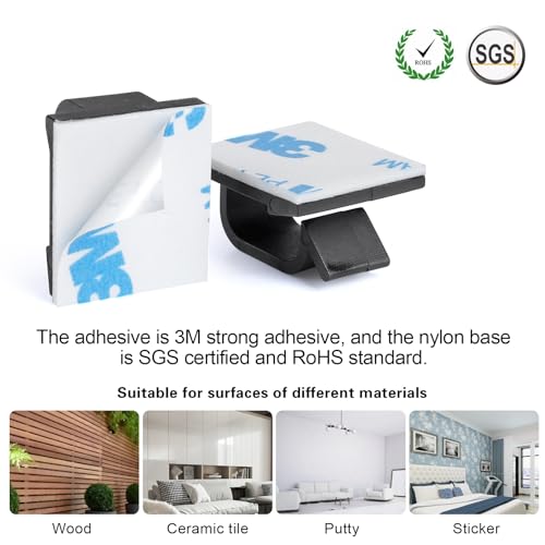 XHF 3/4” Adhesive Cable Wire Clips Black120PCS, Cable Staples Outdoor Cable Management Wire Organizer Cord Holder for Under Desk, Car, Wall, TV PC Ethernet Cable
