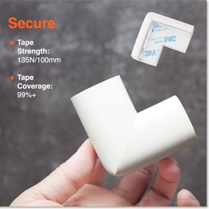 Roving Cove HeftyFit Corner Protector for Baby (16 Large Corners), Heavy-Duty Soft Rubber Foam Furniture Corner Bumper Guards, 3M Adhesive Pre-Taped, Oyster White (Off White)