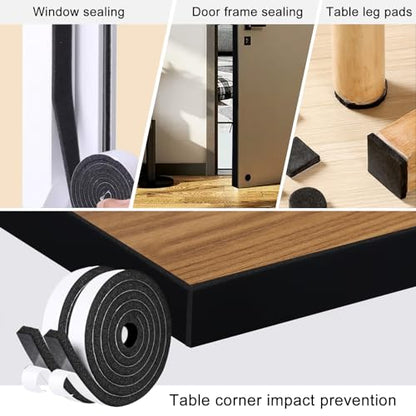 Storystore Self Adhesive Foam Weather Stripping, 1"x 3/4"x16.5FT Door Seal | High-Density Foam Seal for Door and Window Insulation, Noise Reduction & Gap Sealing