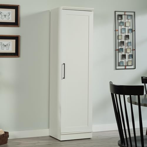 Sauder HomePlus Pantry Storage Cabinet, Soft White | Single Door, Adjustable Shelves, Kitchen Storage Cabinet