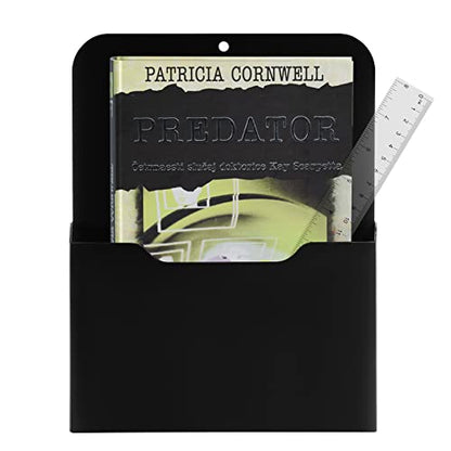 Marbrasse 2 Pack Magnetic File Holder - Paper Holder, Pocket Organizer,Hanging Wall File Organizer Office Supplies Storage, Magazine Mail Organizer Case for Notebooks,Planners,Letter (Black)