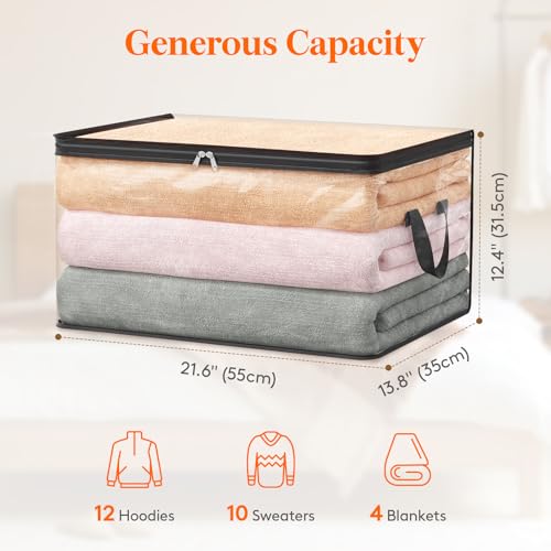 Lifewit 6 Pack Clear Clothes Storage Bags, 60L Plastic Blanket Vinyl Foldable Moving Bags with Zipper, Closet Organizers and Storage Containers for Bedding, Duvet, Pillow
