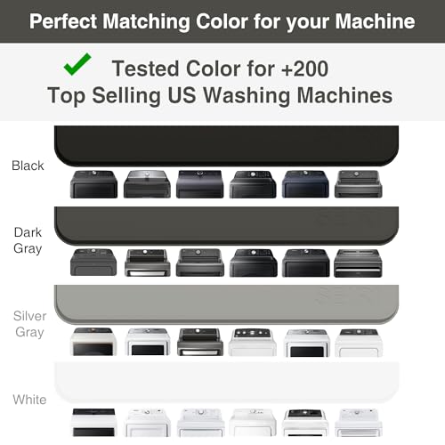 1 PACK SEIRI Washer and Dryer Topper, 26" x 18" Silicone Top Protector Mat for Slant Top Surface Cover and Top Load Washing Machine Laundry Room Non-Slip Waterproof Dryer Cover Medium (Black)