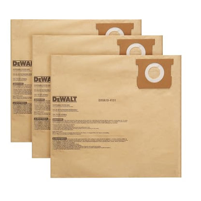 3 Pack DEWALT Dust Bag DXVA19-4101, for 6-10 Gallon Wet/Dry Vacuum, DEWALT Vacuum Bags, Compatible with DXV06P DXV09P DXV09PA DXV10P DXV10PL DXV10S DXV10SA DXV10SB