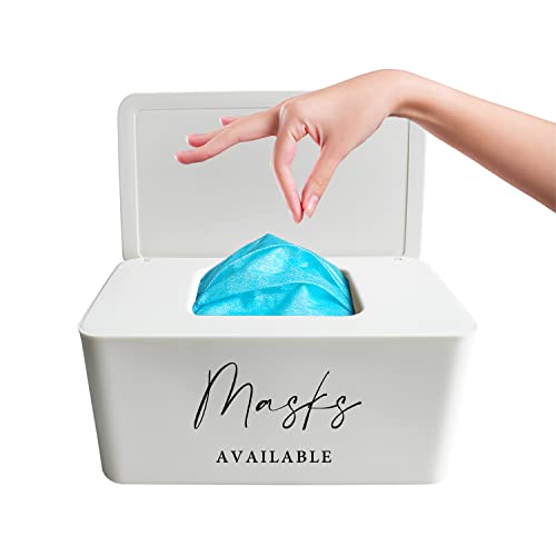 Moorfowl Masks AVAILABLE Container Masks Dispenser 8.2" L * 4.9" W * 3.9" H | Face Mask Dispenser Organizer Storage Tabletop for Home Office Entryways