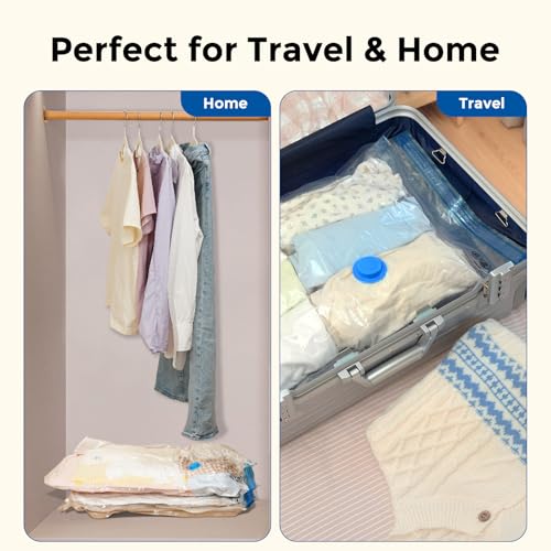 ETENWOLF 20 Combo Vacuum Storage Bags for Travel with Wireless Pump | Vacuum Seal Bags for Clothing Travel, Compression Packing Bags for Clothes and Blankets, Space Saver Bags in Carry-On Sizes