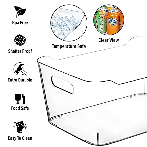 Clear Plastic Storage Bins for Kitchen Organization or Pantry Organizers and Storage, Freezer Fridge Organizer Storage Containers Bin for Organizing Refrigerator Medicine Closet Cabinet Organizers