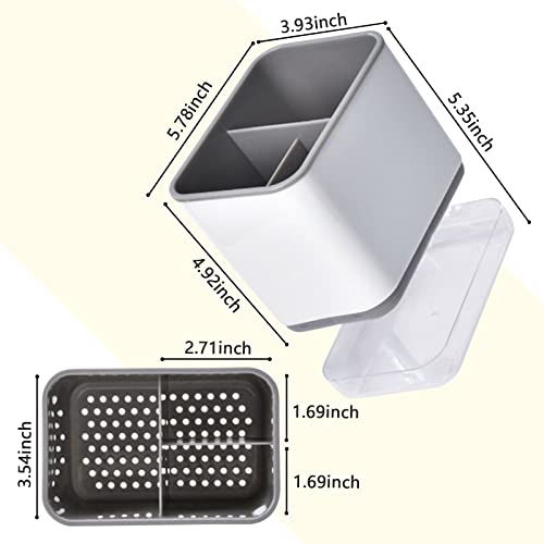 Utensil Holder Cutlery Drainer Sink Caddy, Chopsticks Holder, Grey | Spoon Chopsticks Fork Drain Rack Basket Storage Holder Organizer Compartment Box, Utensil Crock for Silverware Spoon Spatula