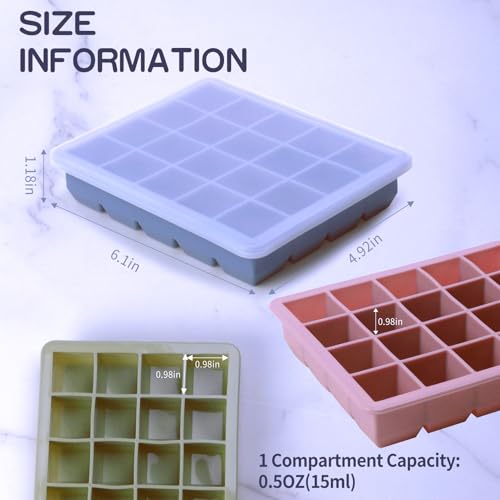 1 Tbsp Silicone Freezer Molds - Perfect for Storing Garlic, Herbs, Ginger, Pesto, Tomato Paste, Lemon Juice,Vegetable Purees,Purees and More - Silicone Food Freezer Tray (Multicolor 3 Pack)