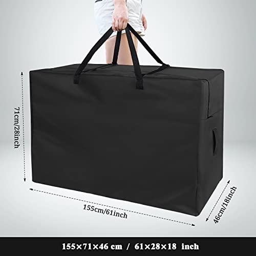 Folding Mattress Storage Bag for Tri-Fold Up to 6 inch Queen Mattress | 63 inch Foldable Mattress Carry Case Waterproof Cushion Storage Bag - 61"L×28"W×18"H, Black, Cover Only