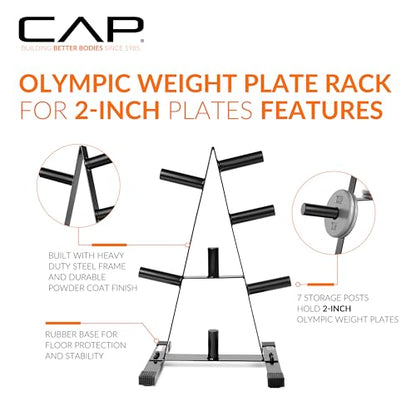 CAP 2-Inch Olympic Plate Tree Rack for Home Gym, H... (Alloy Steel)
