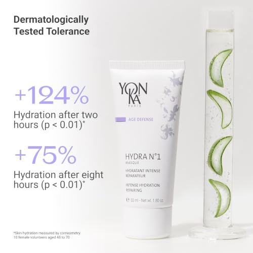 Yonka Hydra No. 1 Masque, Hydrating Face Mask | with Vitamin C and Aloe Vera, Overnight Anti-Aging Treatment, For Normal to Dry Skin, Paraben-Free, 1.80 oz