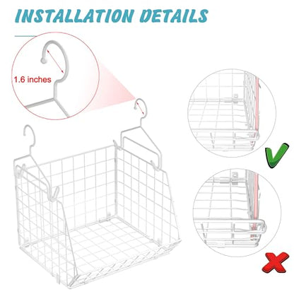 X-cosrack 3 Tier Foldable Closet Organizer, Clothes Shelves with 5 S Hooks, Wall Mount&Cabinet Wire Storage Basket Bins, for Clothing Sweaters Shoes Handbags Clutches Accessories-White Patent Design