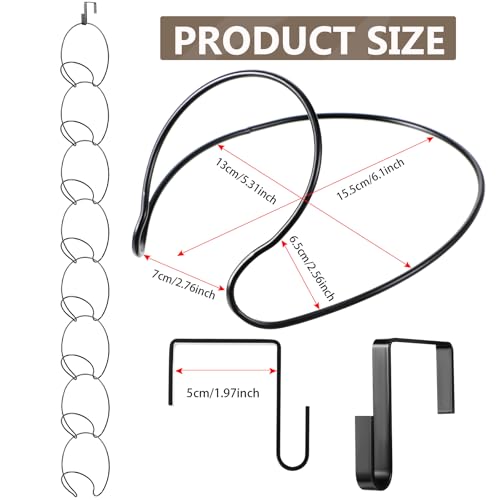 Yerliker 16 Pieces Hat Rack Wig Holder over The Door Baseball Hat Holder Wall Mounted Hanging Wig Organizer for Closet Display Storage Rack with 2 Hooks for Tie Scarf(Black)