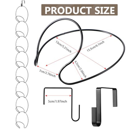 Yerliker 16 Pieces Hat Rack Wig Holder over The Door Baseball Hat Holder Wall Mounted Hanging Wig Organizer for Closet Display Storage Rack with 2 Hooks for Tie Scarf(Black)