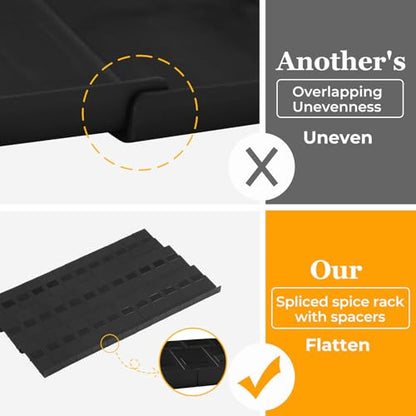 Spice Drawer Organizer, 24PCS Interlocking Expanda... (Black | Plastic)