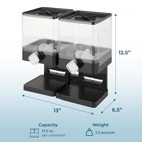Honey-Can-Do Zevro Compact Dry Food Dispenser, Dual Control, Black/Chrome