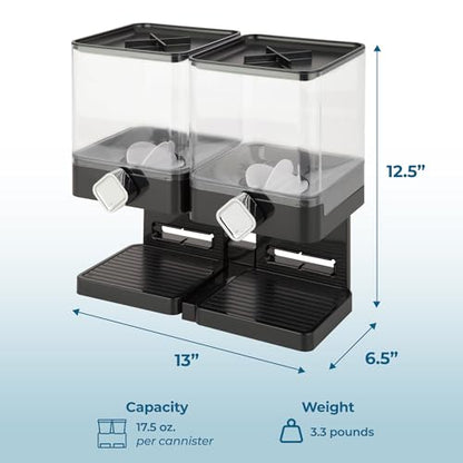 Honey-Can-Do Zevro Compact Dry Food Dispenser, Dual Control, Black/Chrome