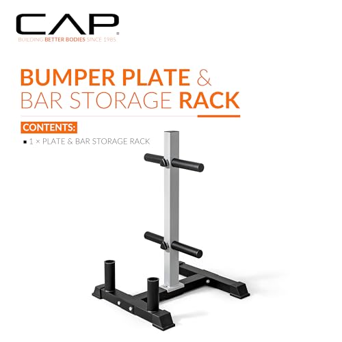 Olympic Bumper Plate Tree Rack with Barbell Holder... (Alloy Steel)