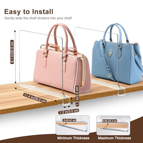 Shelf Dividers for Closet Organization, Adjustable Shelf Separators, 10 Pcs | Non-Slip Design for Organization Enthusiasts, Expand Closet Vertical Space for Clothes, bags, Purses, Towels, Books, Shoes