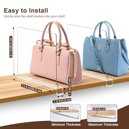 Shelf Dividers for Closet Organization, Adjustable Shelf Separators, 10 Pcs | Non-Slip Design for Organization Enthusiasts, Expand Closet Vertical Space for Clothes, bags, Purses, Towels, Books, Shoes