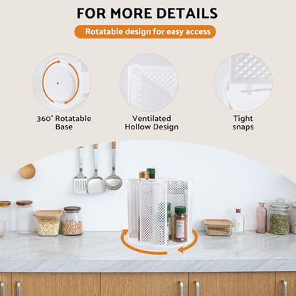 Rotating Paper Cup Dispenser, Cup Holder with 4 Compartments, Disposable Coffee Cup Dispenser Removable, Plastic Cup Storage & Lid Holder for Countertops, Kitchen, Coffee Stations (White)