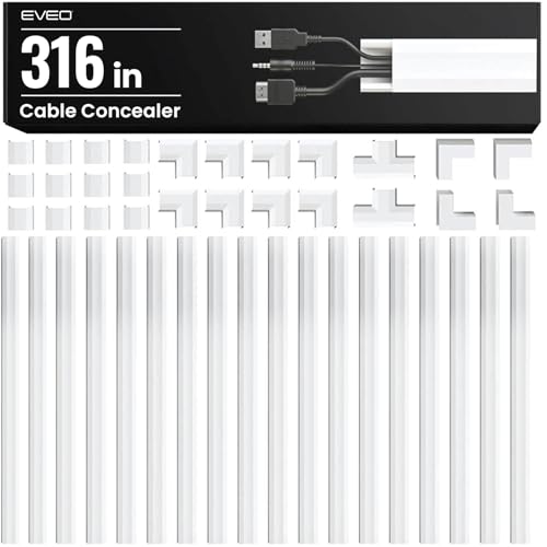 Cable Hider Wall 306” - Cable Raceway Cord Hider -... (White)
