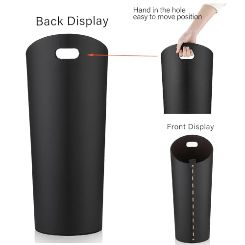 Black Umbrella Holer for Entryway with Drip Tray and 2 Steel Hooks Leahter Tall 22.44 Inches Umbrella Stand Rack Indoor Can Store 10 Golf Umbrellas or Crutches Toy Swords etc