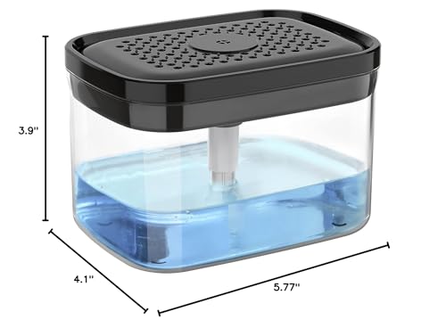 MR.SIGA Dish Soap Dispenser with Sponge Holder for Kitchen, Black | Dishwashing soap pump dispenser for sink, kitchen soap dispenser, dish sponge holder