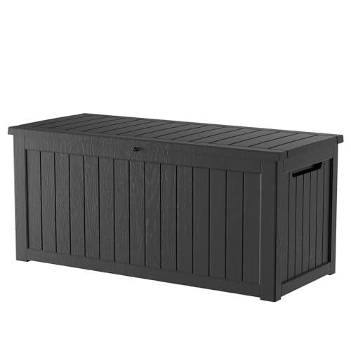 200 Gallon Outdoor Storage Box Patio Deck Box Wate... (Black | Resin)