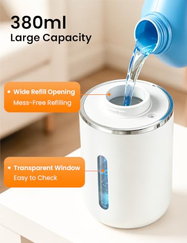 Automatic Soap Dispenser Touchless, USB Rechargeable Hand Soap Dispenser, 4 Adjustable Soap Levels, IPX5 Waterproof, 12.8oz/380ml, Countertop or Wall Mounted for Bathroom and Kitchen, White