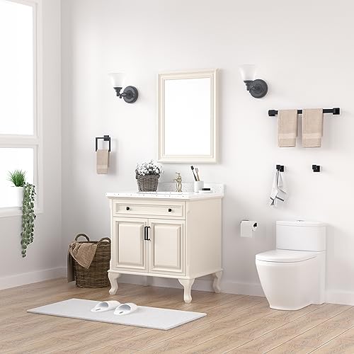 10-Pieces Matte Black Bathroom Accessories Set 23.6 Inch Towel Bar Set. | SUS 304 Stainless Steel Bathroom Hardware Set Towel Racks for Bathroom, Robe Towel Hooks, Toilet Paper Holder Wall Mounted.