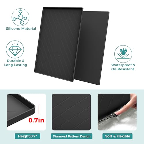 URMONA Under Sink Mat for Kitchen Waterproof, 34" x 22" Silicone Under Sink Mat for Shelf Liner Organizer, Cabinet Sink Protector Under Sink Liner for Bottom Kitchen, Bathroom(Light Grey)
