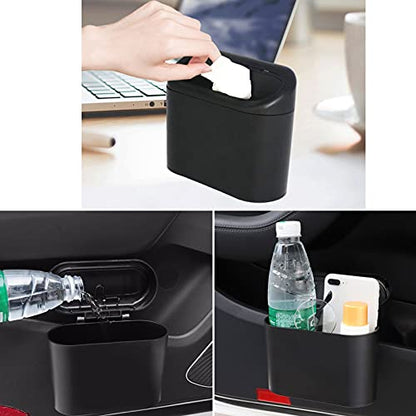 Car Trash Can Bin with Lid - 2 Packs Universal Black Vehicle Mini Leakproof Garbage Can Bin with 40pcs Trash Bags Car Organizers and Storage for Front Back Seat Accessories for Auto Office Home
