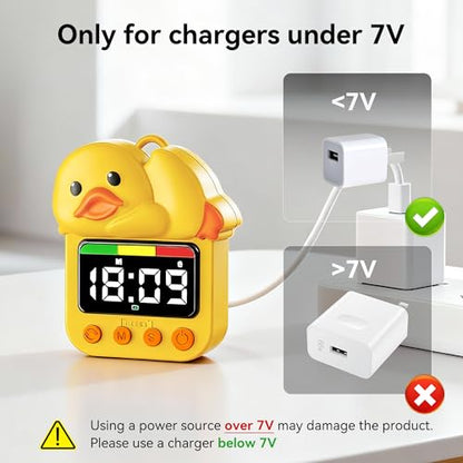 Doli Yearning Kids Shower Timer Waterproof for Bathroom Duck Timer | Quacking Sound; Magnetic Charging; Long Battery Life