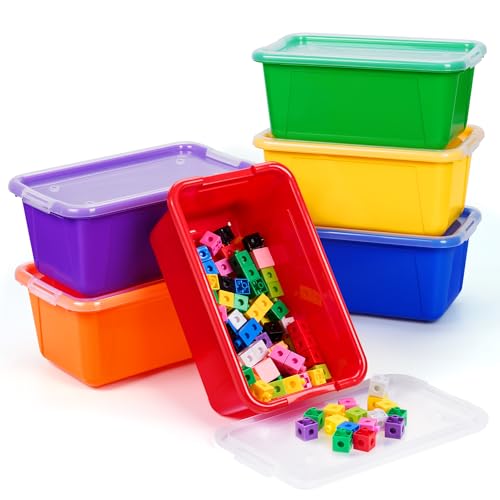 6 Quart Stackable Plastic Storage Bins with Lids,... (6 Count | Colorful | Plastic)