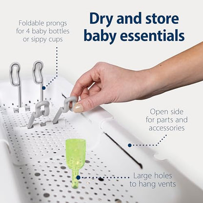 Dr. Brown's Sink Caddy for Baby Bottles and Parts with Two Brush Holders, Over the Sink Kitchen Storage, Drying Rack, and Organizer, BPA-Free