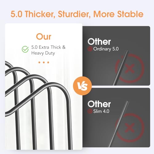 5mm Wire Cutting Board Organizer Holder Stand for Cabinet Countertop | Full silicone strip, no slipping or scratches, 1.2" slot spacing, Holds cutting boards, sheet pans, skillets inside Cabinet