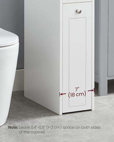 VASAGLE Slim Storage Cabinet, Narrow Storage Organizer with Slide Out Drawers, Freestanding Toilet Paper Holder, Small Space Skinny Cabinet for Bathroom Kitchen Corner, Cloud White UBBC847P31