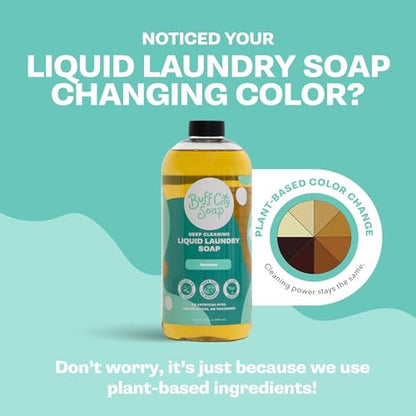 Buff City Soap - Liquid Laundry Soap Made With Simple Ingredients & No Harsh Chemicals - Cleans Tough Stains & Lifts Dirt - Juniper, Sandalwood, & Vanilla Scented Laundry Detergent - Fresh Cotton