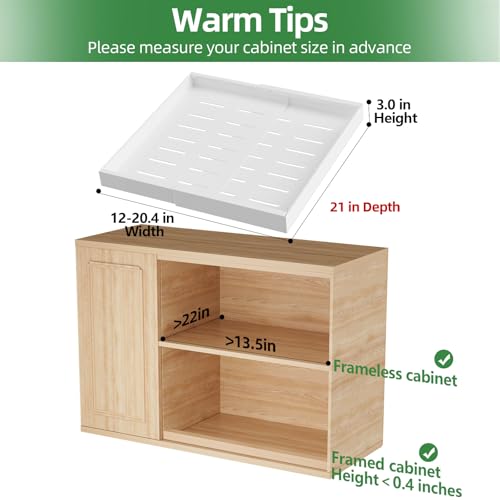 PAKETA 4 Pack Expandable Pull Out Cabinet Organizer,21" Deep | Pull Out Drawers for Cabinets with width from 12" to 20",Sliding Drawers for Cabinets with Upgrade 3 Slide Rails,hold 65 lbs