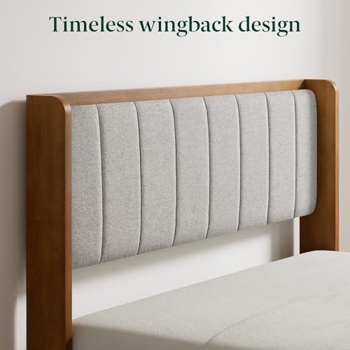 Zinus Jonas Bamboo Platform Bed Frame, Wingback Headboard, Queen