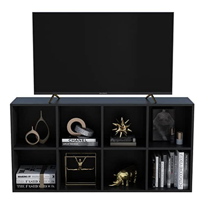 8-Cube Storage Shelf Bookcase, Black | Wooden 4-Tier Open Bookshelf, Fits 11×11" Bins, Vertical or Horizontal Use, Full Back Panels, For Home Office