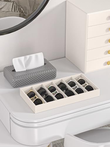 Sunglass Organizer Tray,Eyeglass Storage for Multiple Glasses,Jewelry and Sunglasses Drawer Organizer (Beige 2)