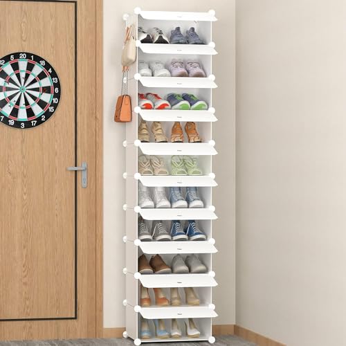 HOMIDEC Shoe Storage, 10-Tier Shoe Rack Shoe Organizer for Closet | 20 Pair, Narrow Shoes Shelf Cabinet for Entryway, Bedroom and Hallway