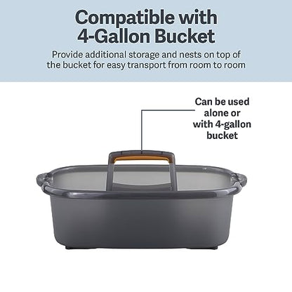 Casabella Cleaning Storage Caddy with Handle Plastic Multipurpose Organizer, Rectangle, 1.85-Gallon, Gray
