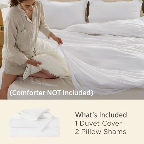 Bedsure White Duvet Cover King Size - 3 Pieces Prewashed Cotton-Like Polyester Extra Soft Bedding Set, Includes 1 Duvet Cover 104x90 Inches with Zipper Closure & 2 Pillow Shams, Comforter Not Included